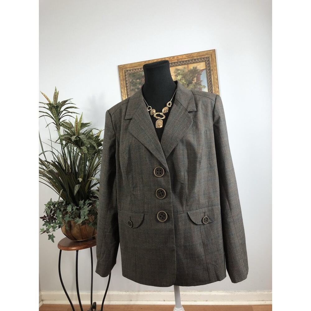 Lane Bryant Women Plus 20 Jacket 3 Buttons Front Office Siren Preppy 2 Pockets
